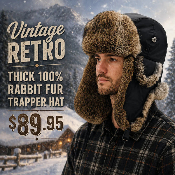 帽子 vintage rabbit fur muffler cap Vintage Retro Thick 100% Rabbit Fur Trapper Hats - Kit Bag Perth