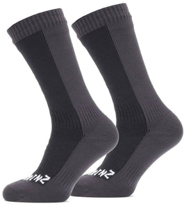 Sealskinz Waterproof Cold Weather Mid Length Socks - Black / Grey