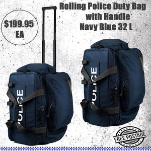 Rolling Police Duty Bag with Handle Navy Blue 32 L