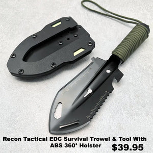 Recon Tactical EDC Survival Trowel & Tool With ABS 360° Holster