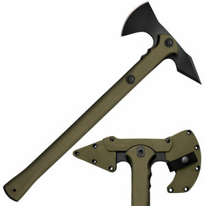 Cold Steel Trench Hawk Axe | 19" Overall, 1055 Carbon Steel, Green Polypropylene Handle, CS90PTH