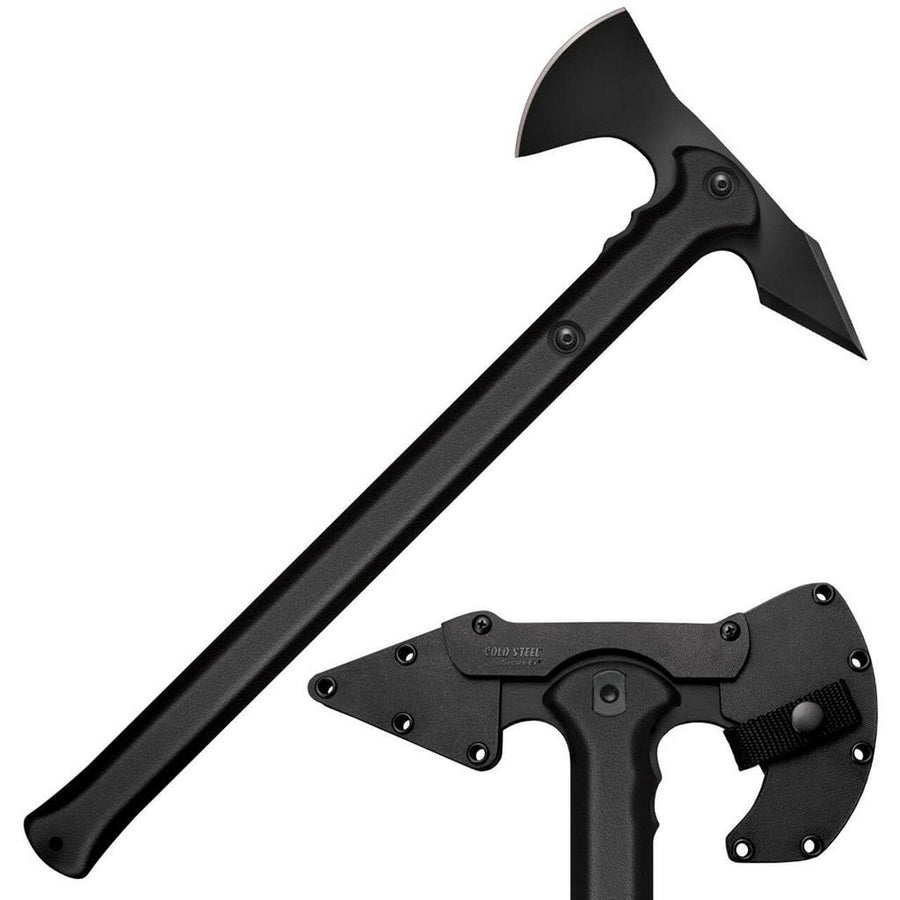 Cold Steel Trench Hawk Axe | 19" Overall, 1055 Carbon Steel, Green Polypropylene Handle, CS90PTH