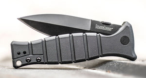 Brand New Genuine Kershaw 3425 Les George XCOM Folding Knife 3.6" Black Oxide Blade, Black GFN Handle -Kit Bag Perth