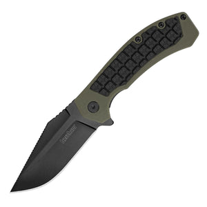Genuine Kershaw Faultline LinerLock Folding Knife with olive rubber inserts