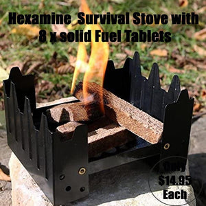 Hexamine  Survival Stove with 8 x solid Fuel Tablets $14.95