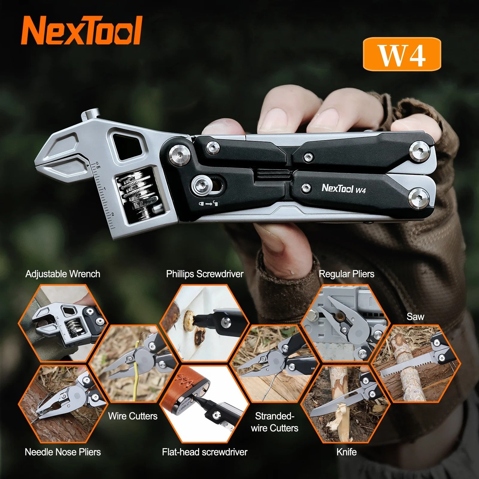 Nextool W4 RECON GS2 Nextool W4 Multifunctional Pliers Adjustable Ratchet Wrench ...