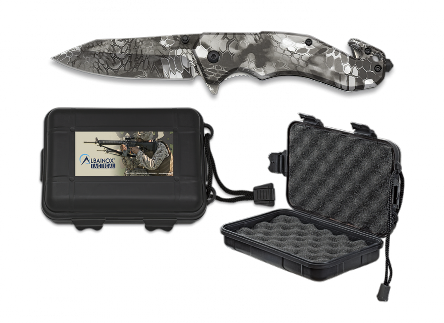 B99 Camo Folding Knife with seat belt cutter and window smasher