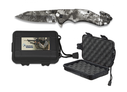 B99 Camo Folding Knife with seat belt cutter and window smasher