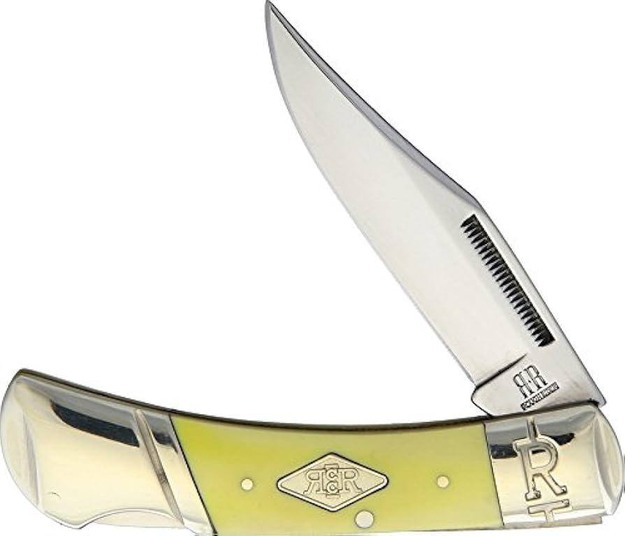 Rough Ryder RR1738 – Classic Carbon Series Folding Pocket Knife (classic yellow & Brass)