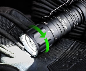 Nextorch T-Series Rechargeable Compact Duty Torch Tri-Mode, 1-Step Strobe Switch, 7 Modes, Rotating Metal Head Switch – NXTA20