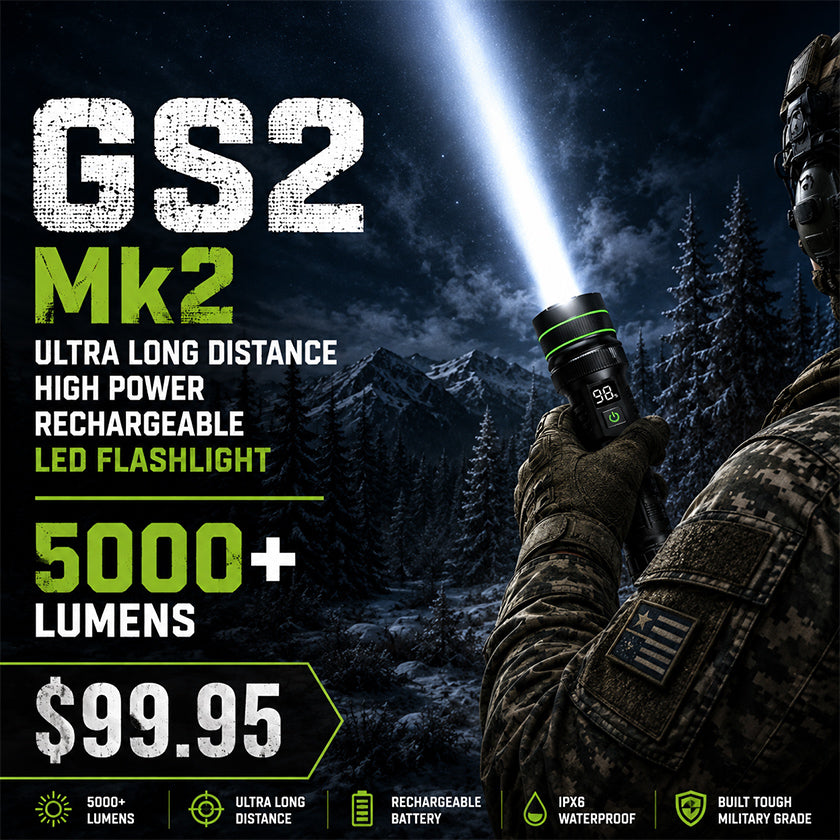 RECON GS2™ HELIUS MK2 5000+ Lumens Long-Range Rechargeable LED Flashlight – Adjustable Zoom & USB-C Charging