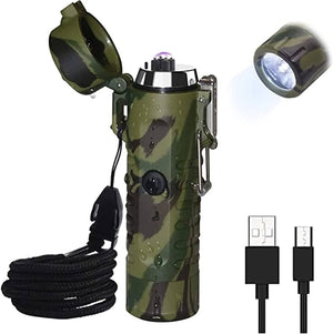 RECON GS2S Rechargeable Waterproof Dual Arc Plasma Lighter With LED Tri-Phase Flashlight