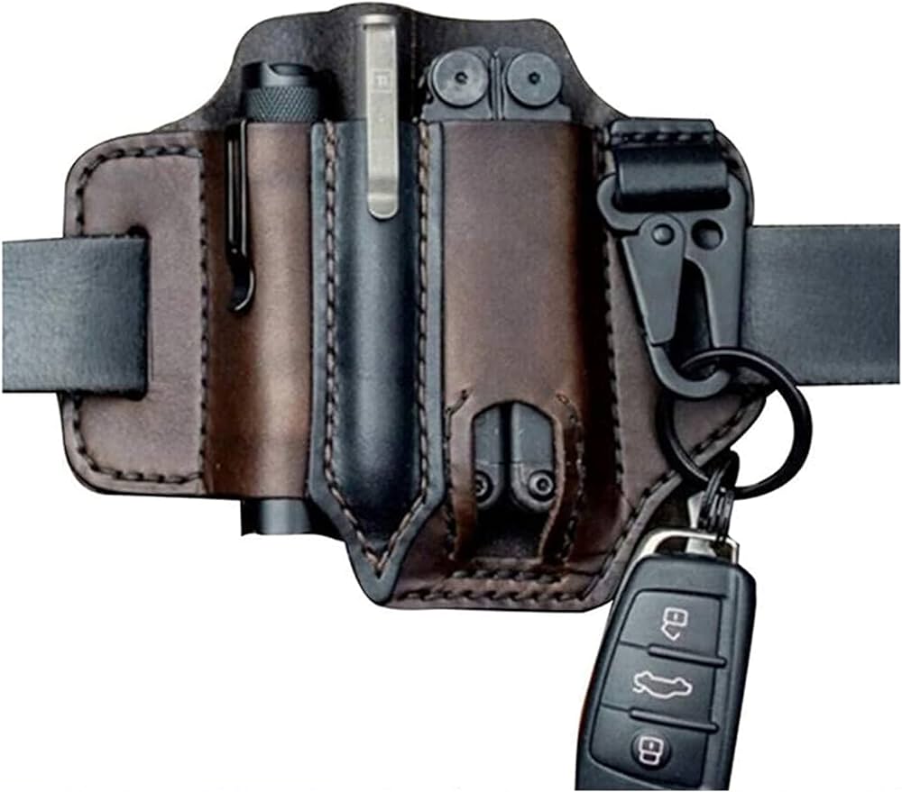 RECON GS2 EDC Leather Tool, Multi Function Utility Holster Kit