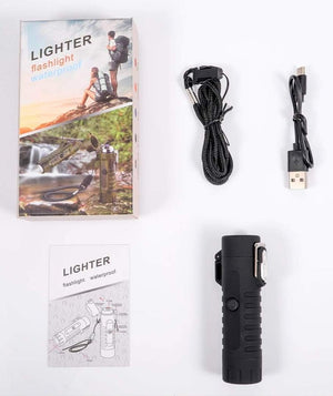 RECON GS2S Rechargeable Waterproof Dual Arc Plasma Lighter With LED Tri-Phase Flashlight