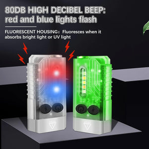 RECON GS2 V10 Small Powerful Keychain Flashlight With 365nm UV Red Green Blue Light,High Lumens 1000 LM USB C Rechargeable Mini Pocket LED Flashlight