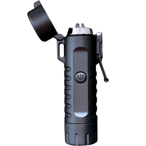 RECON GS2S Rechargeable Waterproof Dual Arc Plasma Lighter With LED Tri-Phase Flashlight