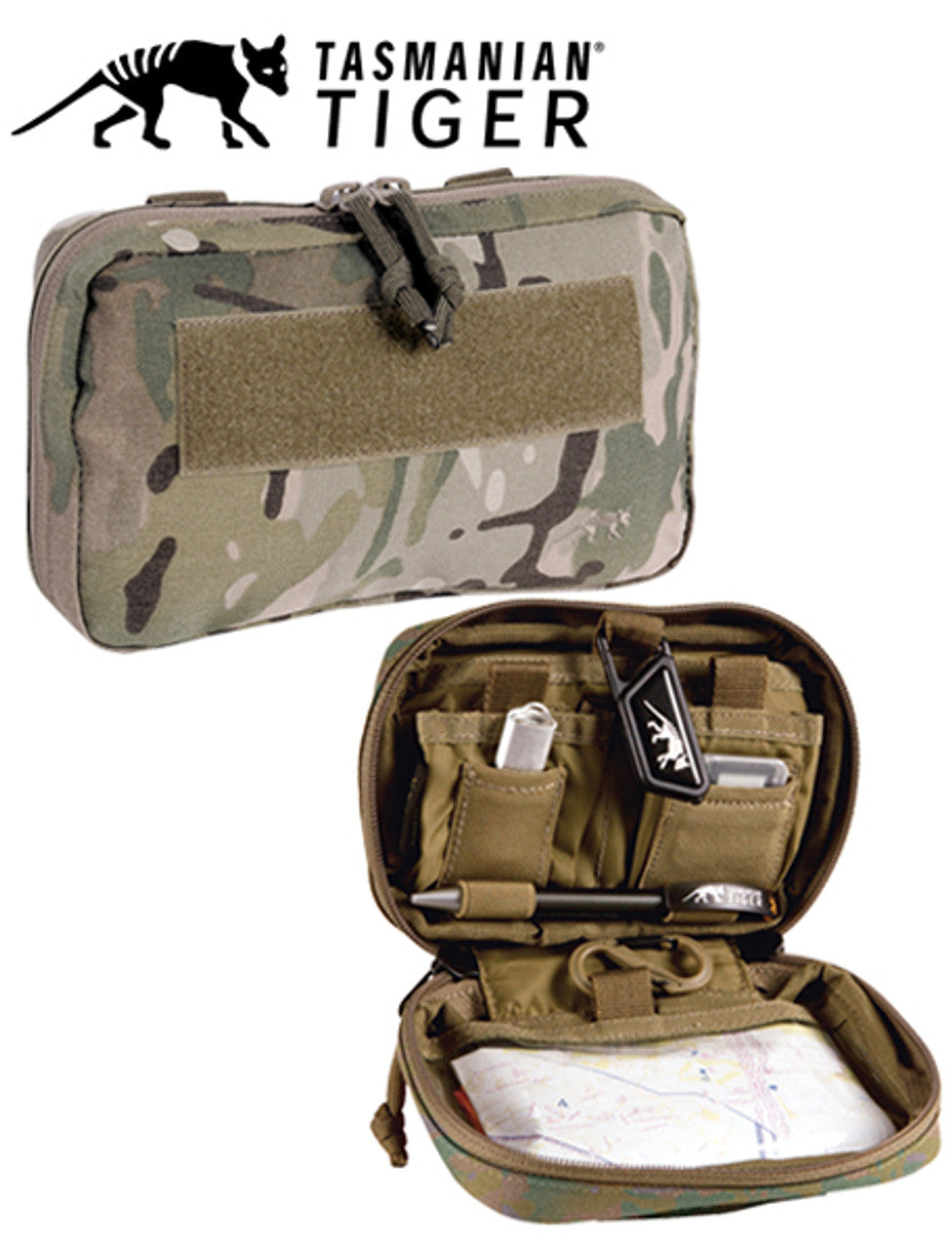 Tasmanian Tiger TT Leader Admin Pouch Organizer rugzak extra tas met veel insteekvakken voor kleine accessoires en EDC, Molle-compatibel, zwart