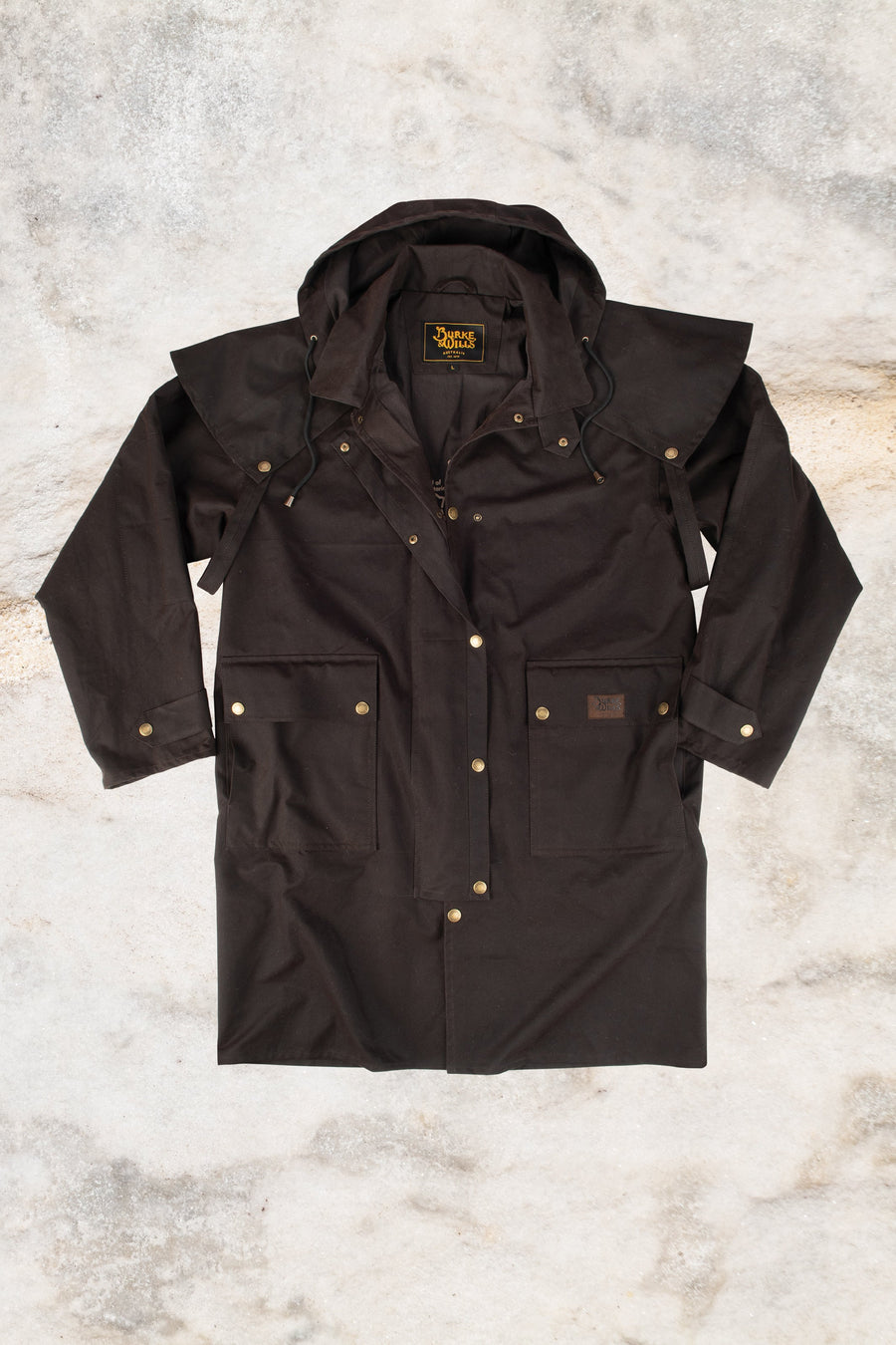 Burke & wills Australia  Dri-Tec Oilskin fabric Balranald Short Coat