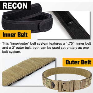 RECON GS2 50 mm  Laser Cut Tactical Battle  Belt complete with inner belt