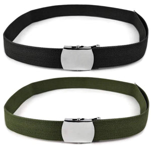 RECON GS2 Military Web Belt Classic Silver Slider Military Belt Buckle with Canvas Web