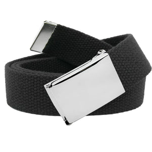 RECON Military Web Belt Classic Silver Slider Military Belt Buckle with Canvas Web