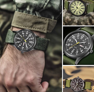 RECON GS2 Slimline Stainless Steel Military Watch - Day and Date Function including  NATO Watch Band