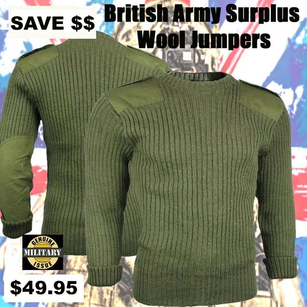Genuine Surplus British Army Jumper, Olive Green (The Howard)