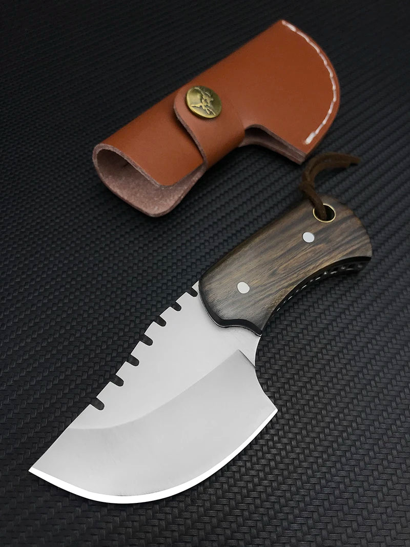 RECON GS2U 2.7 inch Outdoor EDC Fixed Blade Hunting Knife with Redwood Handle