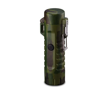 RECON GS2S Rechargeable Waterproof Dual Arc Plasma Lighter With LED Tri-Phase Flashlight
