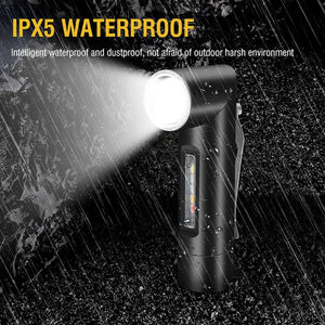 RECON GS2 6 x Colour modes including U.V Rechargeable LED Right Angle 90° Rotating Head Torch 500lm Front & Side Lighting