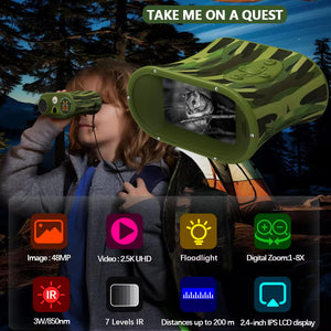 RECON GS2 DT150 Kids/Teens 1st Night Vision Binoculars with 2.4 inch Display 8X Zoom and 5W Tactical Infra-red feature