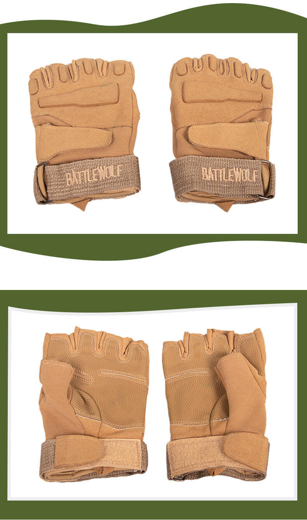 RECON GS2 Kids Tactical Fingerless Army Gloves "Battle Wolves" Kit