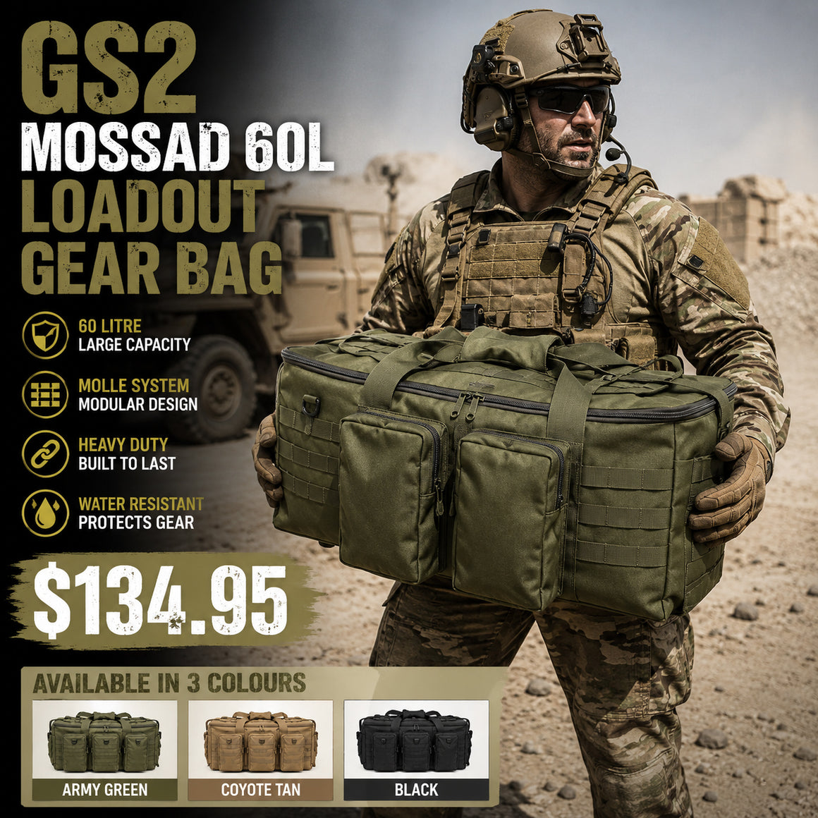 RECON GS2 MOSSAD 60L Loadout Gear Bag