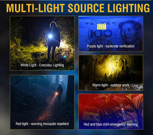 RECON GS2 6 x Colour modes including U.V Rechargeable LED Right Angle 90° Rotating Head Torch 500lm Front & Side Lighting