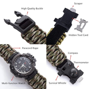 RECON GS2U 550LB Para Cord Tactical Survival Digital/Analogue Watch