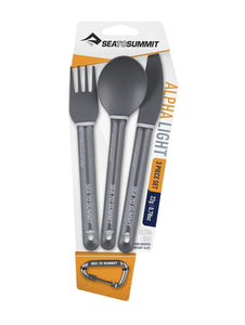 Sea to Summit Camping Alpha Light 3 Piece Cutlery Set - Knife, Fork and Spoon