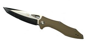 Tassie Tiger Tanto Blade Pocket Knife Tan Handle 