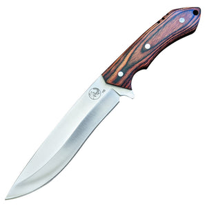 Tassie Tiger Fixed Blade Knife with Wood Handle, 158mm 9CR Blade with Leather Sheath - Kit Bag Perth