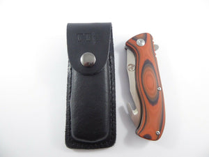 Tassie Tiger Knives Folding Gut Hook knife with Leather Pouch