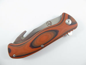 Tassie Tiger Knives Folding Gut Hook knife with Leather Pouch