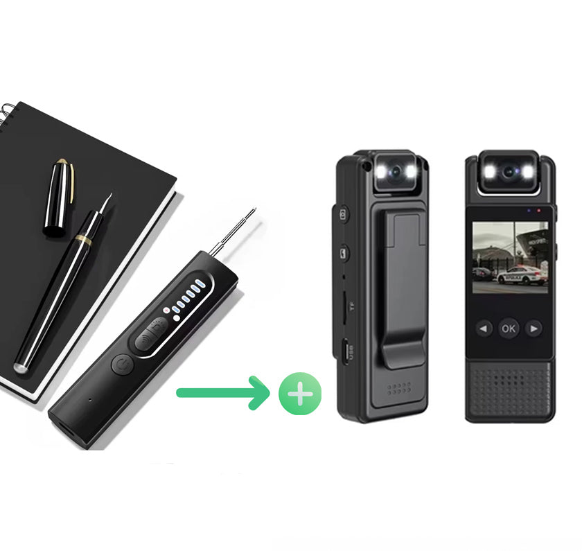 RECON GS2 L12 Genuine HD Mini Camera with Night Vision + GhostScan 2.0 spy camera signal Scanner Detector Bundle Deal