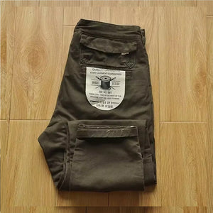 Vintage American Retro Heavy-duty Workwear Chinos ,wear-resistant Loose Straight Leg