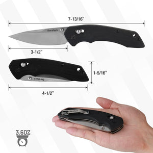 SOG DURATECH Folding Pocket Knife, EDC Pocket Knife with Stainless Steel Blade, G10 Handle Folding Knives, Drop Point Blade, Carry Pocket clip
