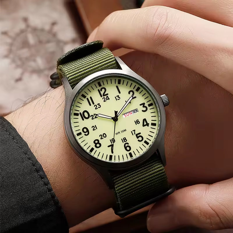 RECON GS2 Slimline Stainless Steel Military Watch Day and Date Function including NATO Watch Band