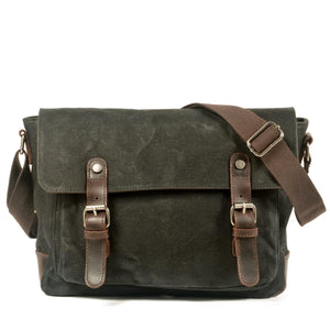 Vintage Retro waxed canvas /leather camera messenger shoulder bag / case