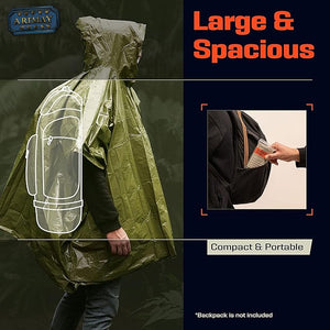 RECON GS2 Waterproof First Aid Emergency Mylar Casualty Poncho "PREPARED4X"