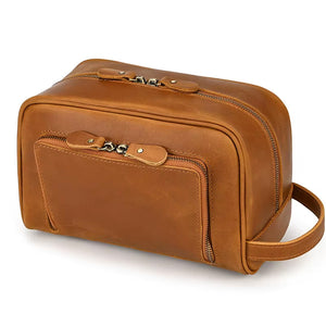 Vintage Retro 100% cow hide leather by crazy horse leather co Toiletries bag.