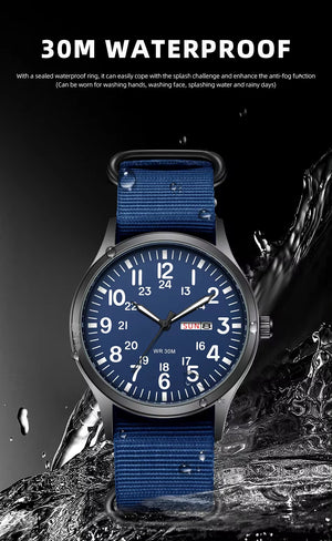 RECON GS2 Slimline Stainless Steel Military Watch - Day and Date Function including  NATO Watch Band