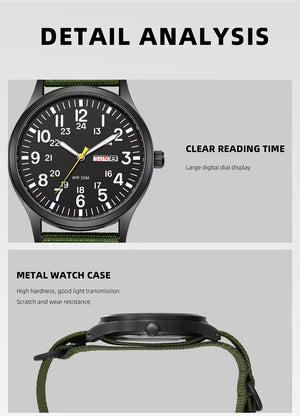 RECON GS2 Slimline Stainless Steel Military Watch - Day and Date Function including  NATO Watch Band