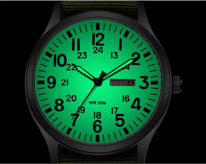RECON GS2 Slimline Stainless Steel Military Watch - Day and Date Function including  NATO Watch Band